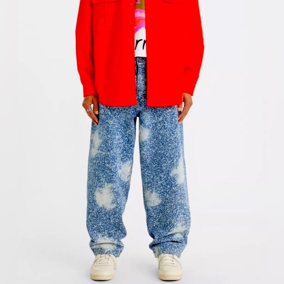 Levi's Skate Super Baggy Jeans Blue Galaxies Wide Leg Bleached Acid Wash 90s y2k - Picture 1 of 13